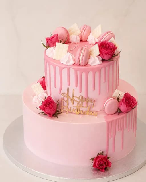 Drip cake w różu