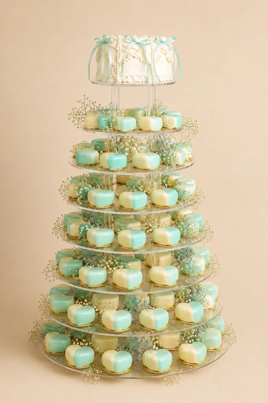 Tort weselny z wieżą mini tortów