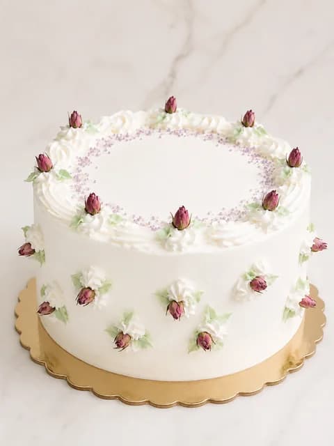 Tort z dekoracją ze śmietany